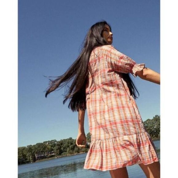 Madewell Dresses & Skirts - NWT Madewell Plaid Ruffle-Sleeve Mini Dress | XL